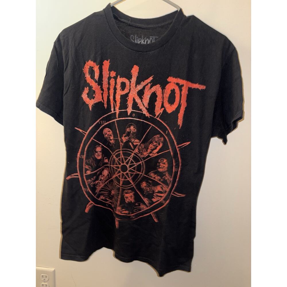 Slipknot Band T-Shirt Vintage Red Logo Graphic Back Print Size Medium Black